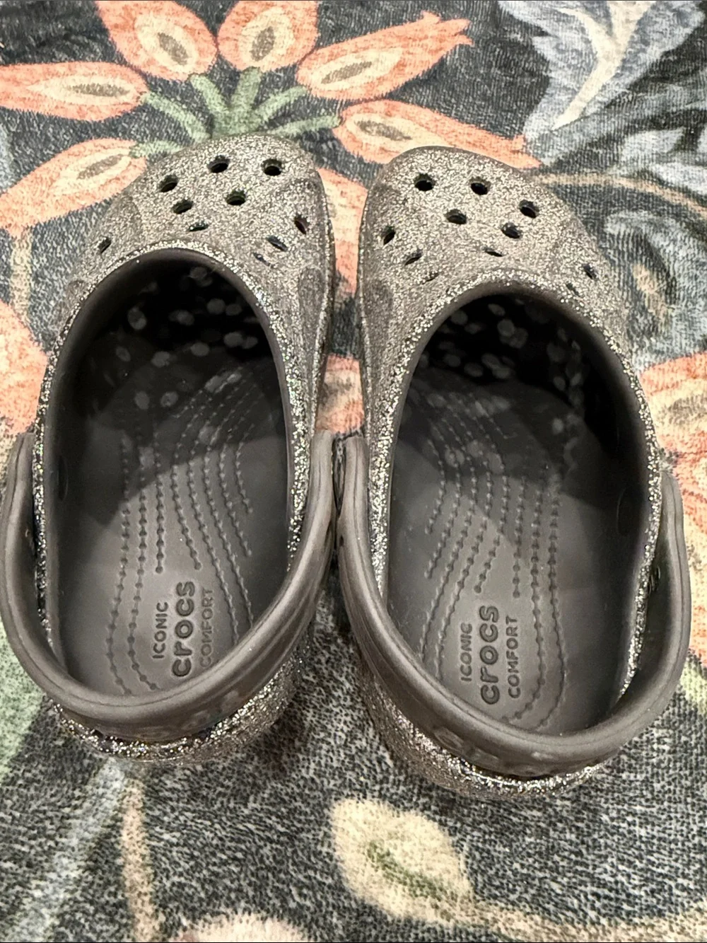 CROCS Kids Glitter Clogs - Silver Glitter